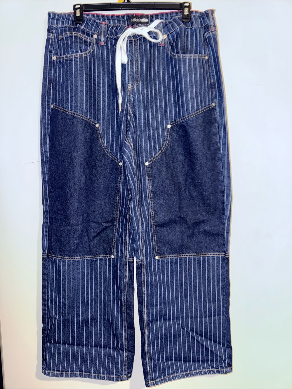 Women’s Blue Pinstripe Denim Baggy Jeans